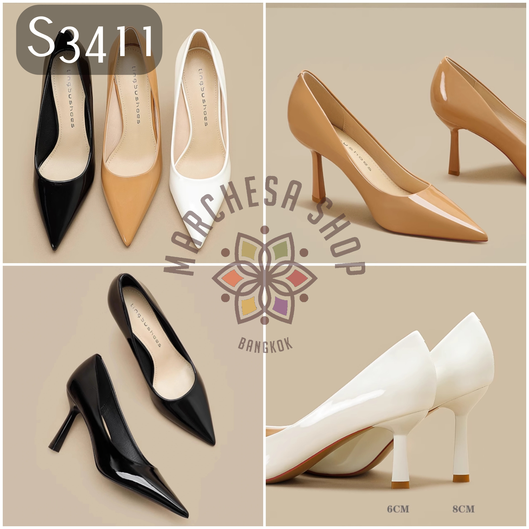 S3411 - 羊漆皮簡約極簡尖頭高踭鞋 (兩種高度 大小呎碼)