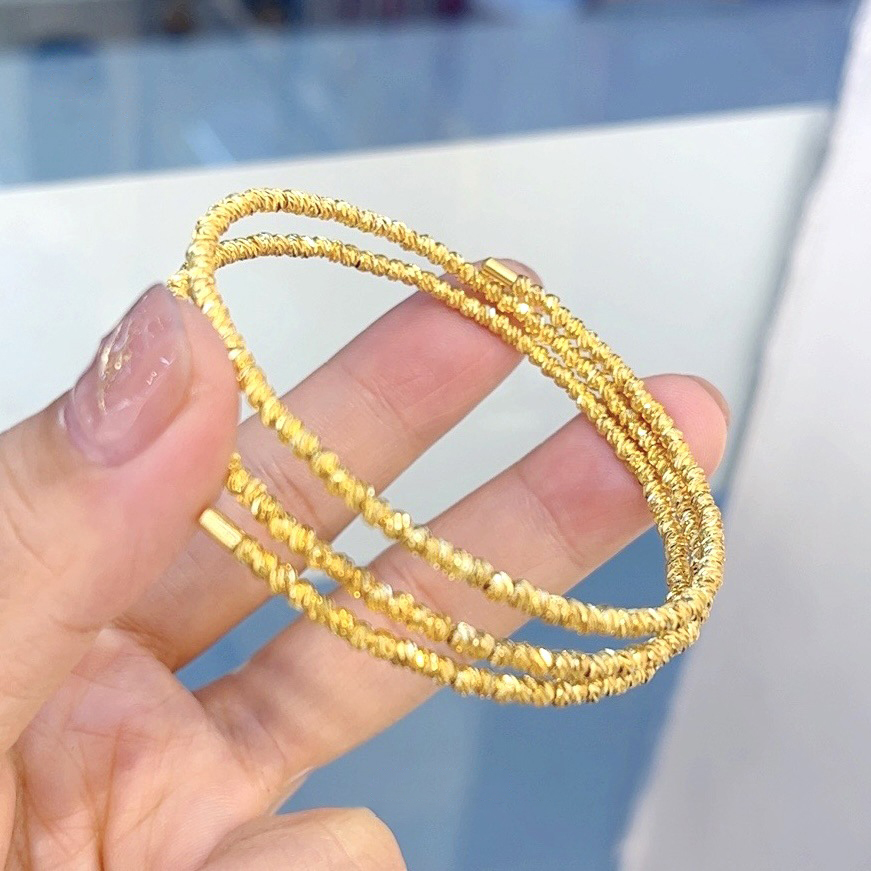 【金輝】古法沙金閃閃三圈招財手鐲