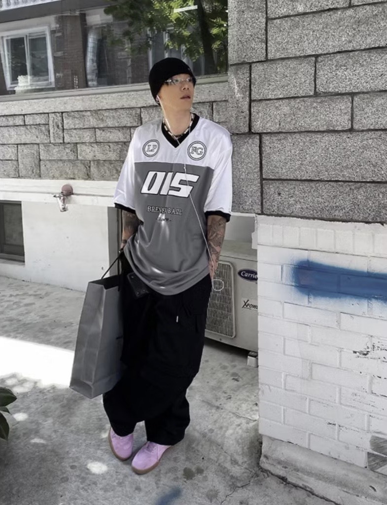 拼接印花球衣短袖