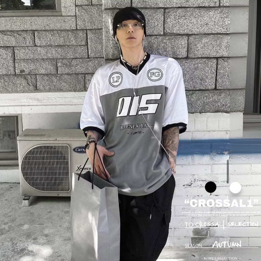 拼接印花球衣短袖