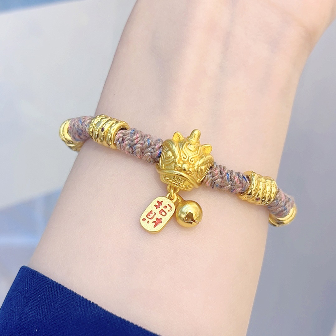 【金輝】咬財平安醒獅招財盤纏手繩-紅繩/彩繩