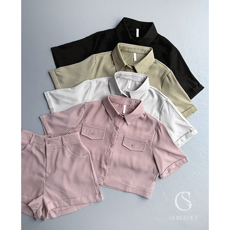 G6579 現貨「挺版短襯衫+短褲套裝組」