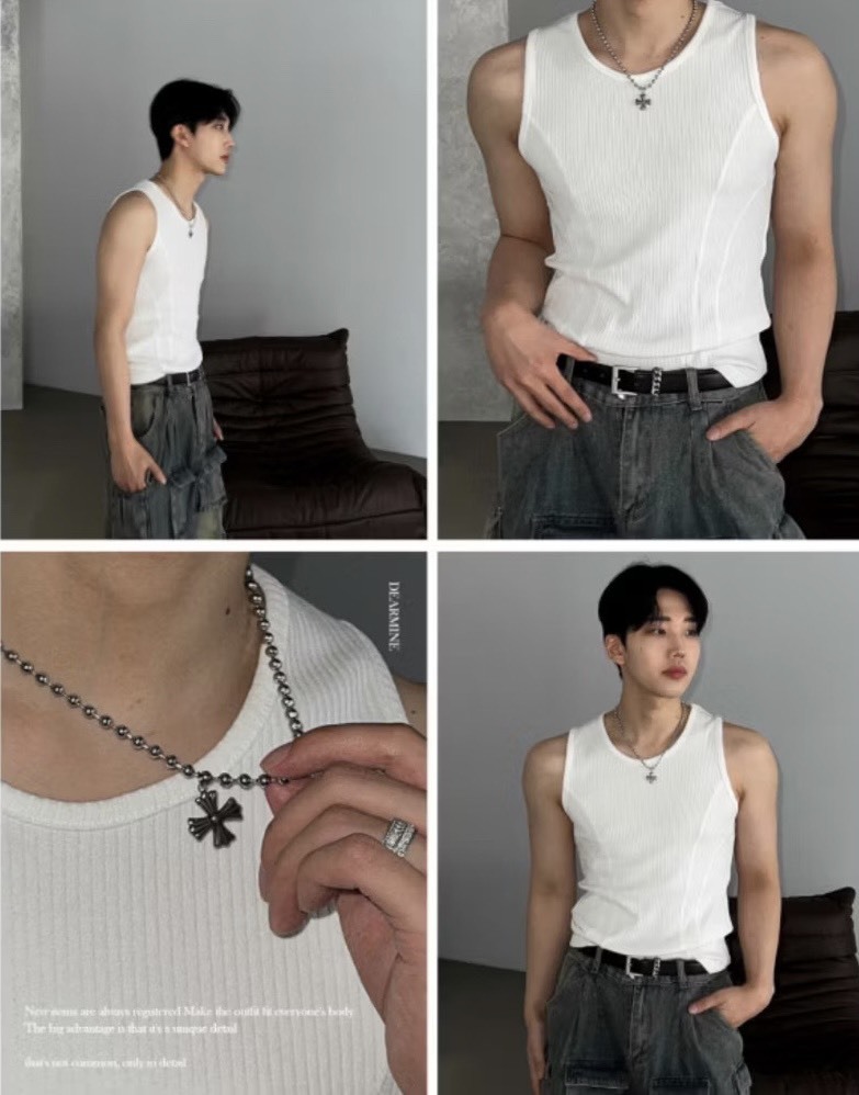 螺紋縫線素面背心