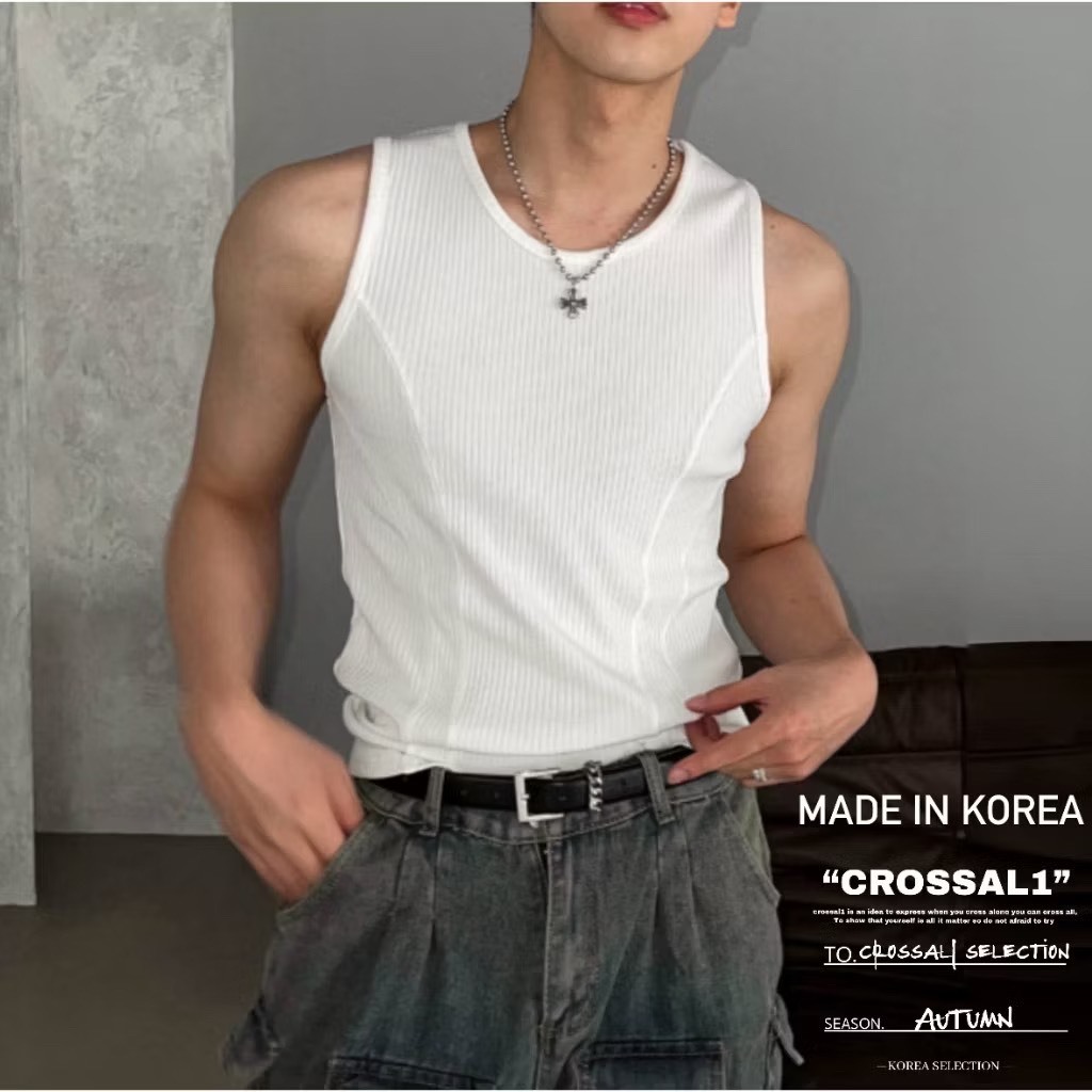 螺紋縫線素面背心