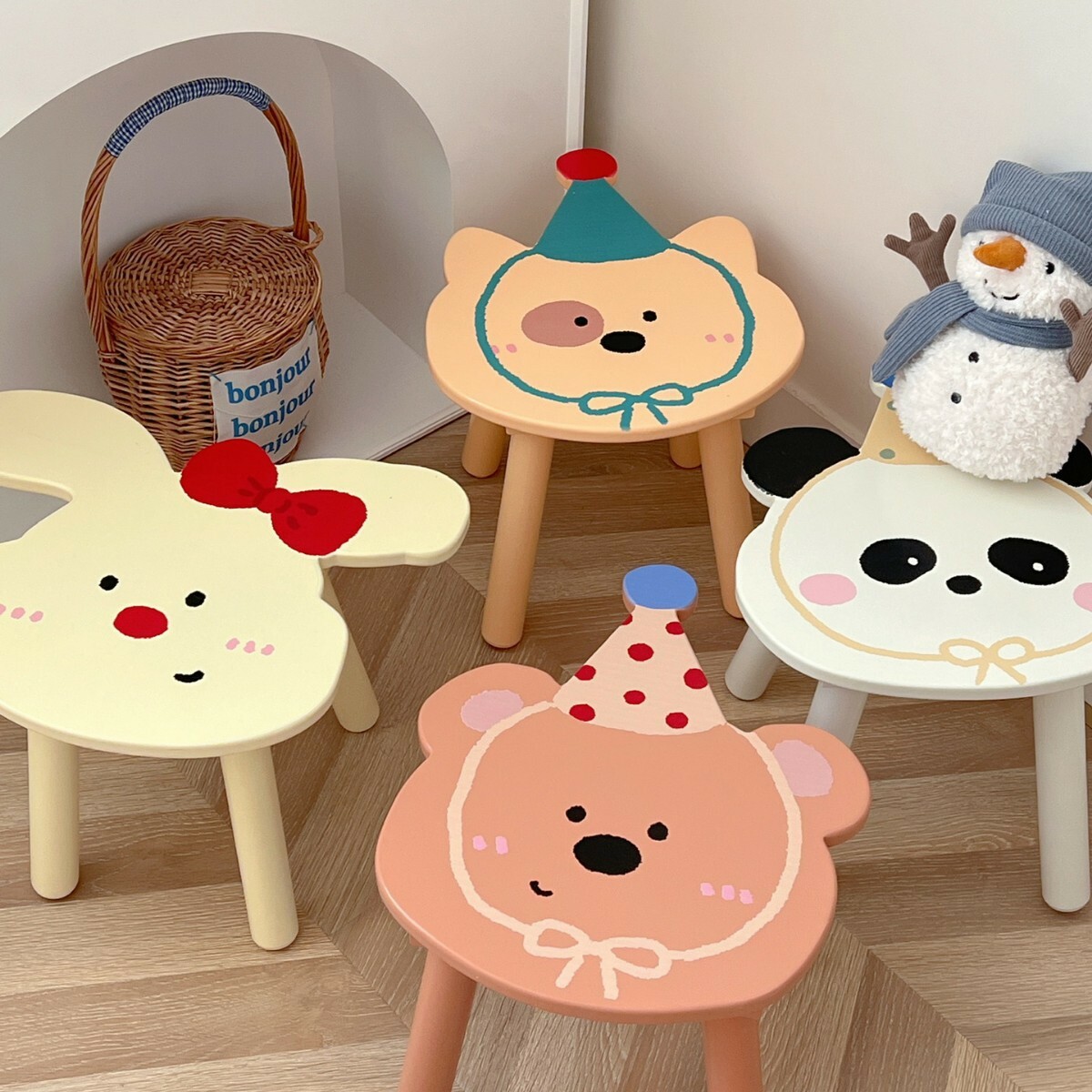 《5840》可愛寶寶動物實木小椅子