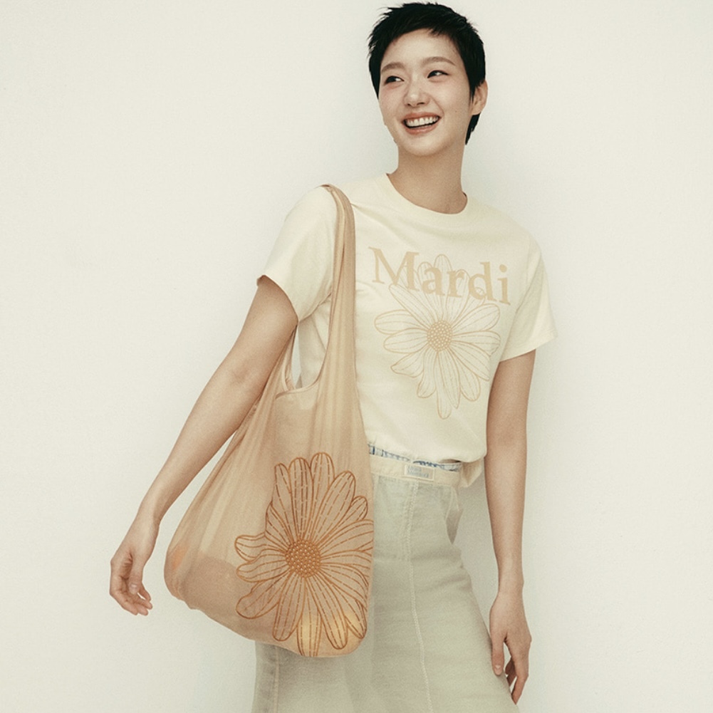 MARDI MERCREDI 修身款 經典花朵短袖 奶油色 上衣 春夏服飾 金高銀同款 韓國代購