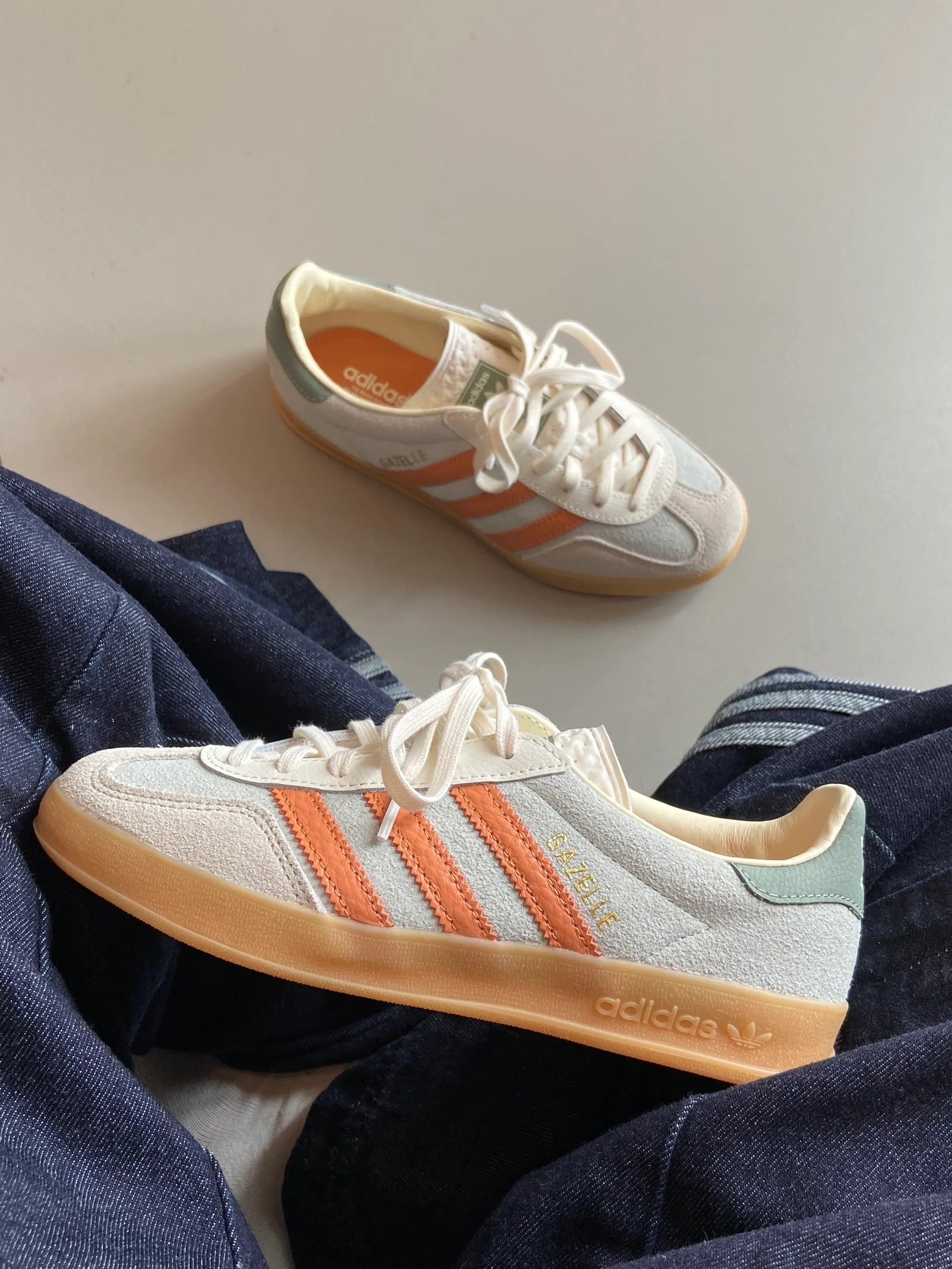 ADIDAS GAZELLE INDOOR 抹茶灰橘 灰綠 焦糖底 撞色 男鞋 JQ0011 / 預購