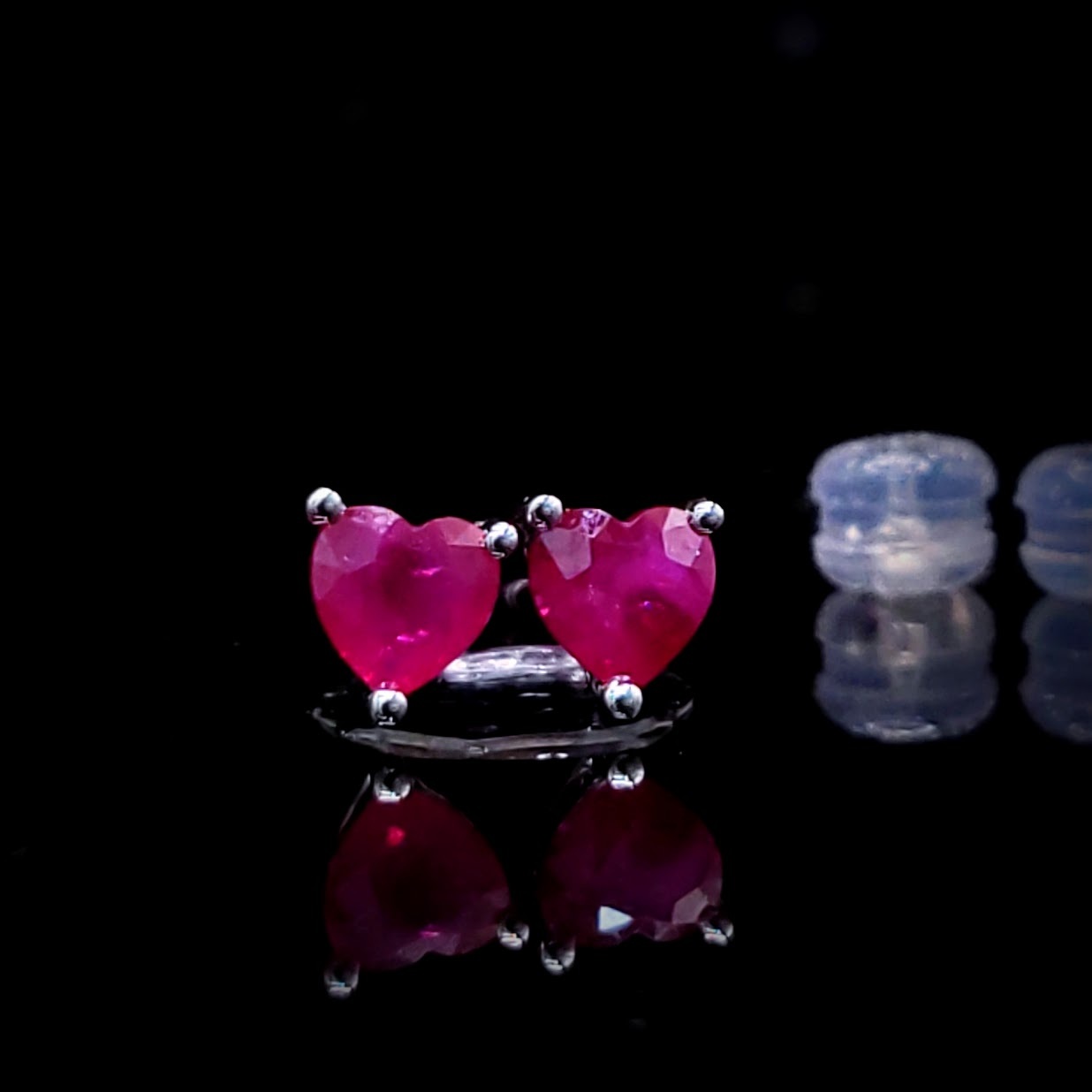 全新18K白金【主石90份紅寶石】耳環