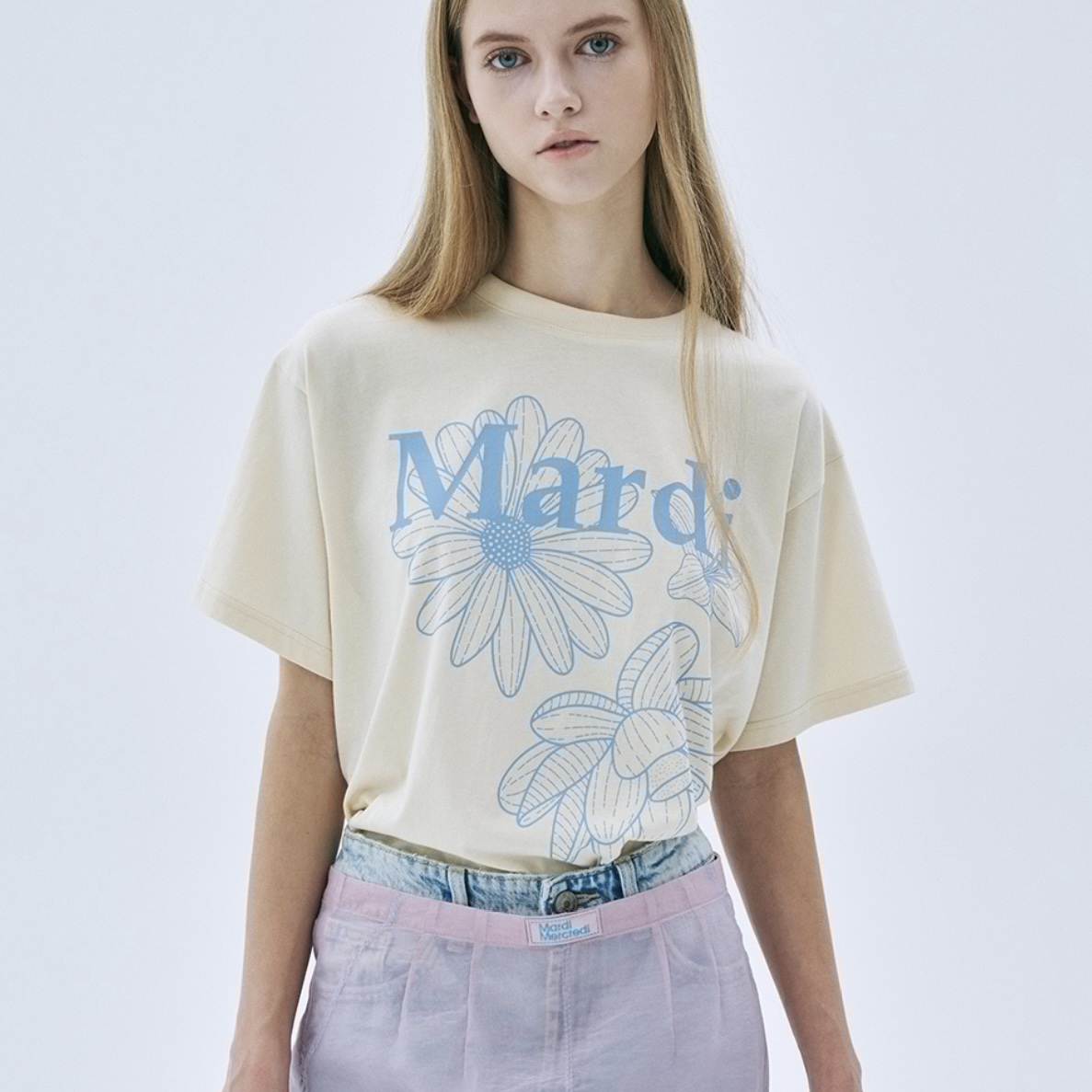 MARDI MERCREDI 奶油底 經典花朵 短袖 上衣 春夏服飾 金高銀同款 韓國代購