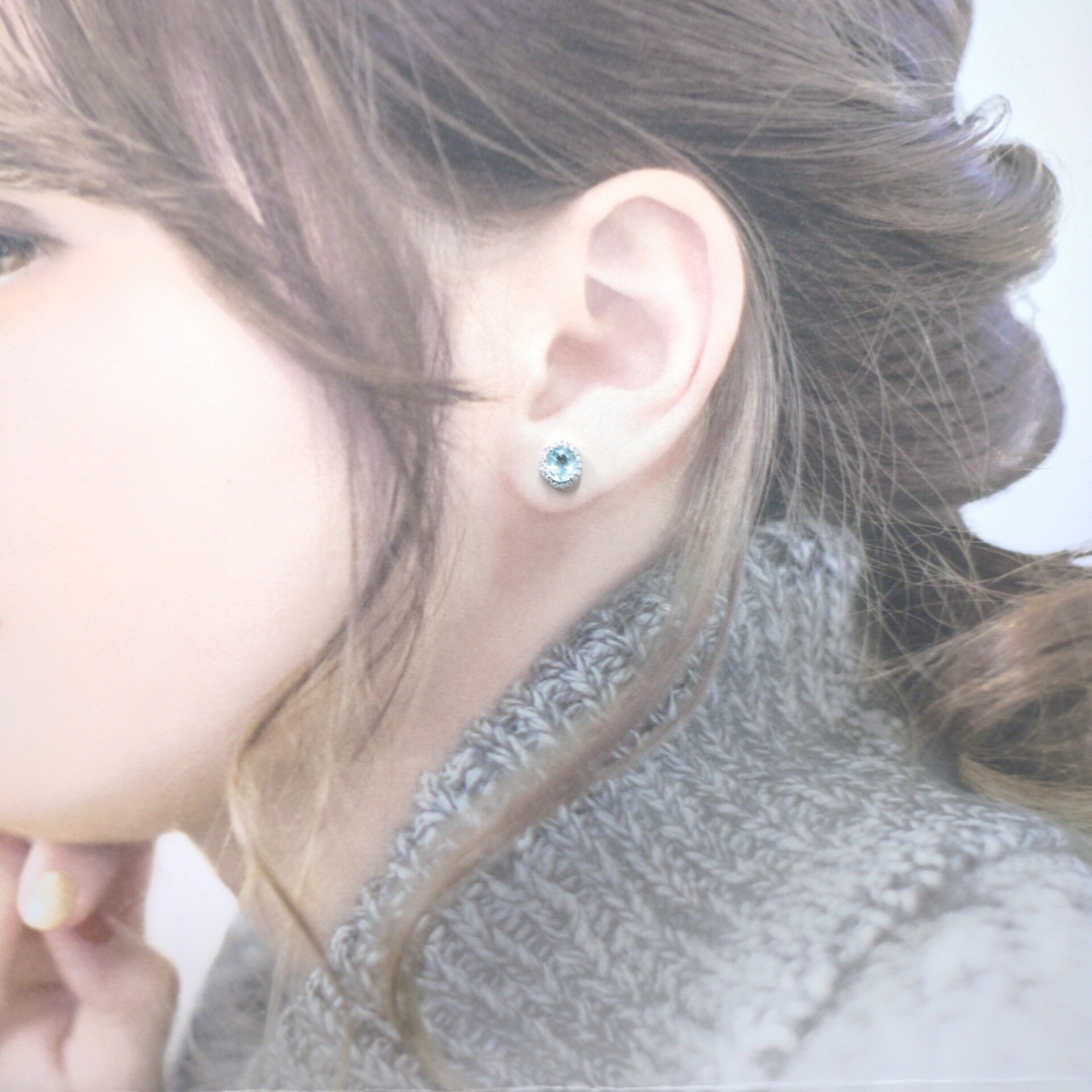 全新18K白金【主石1卡33份帕拉伊巴】 配14份鑽石耳環