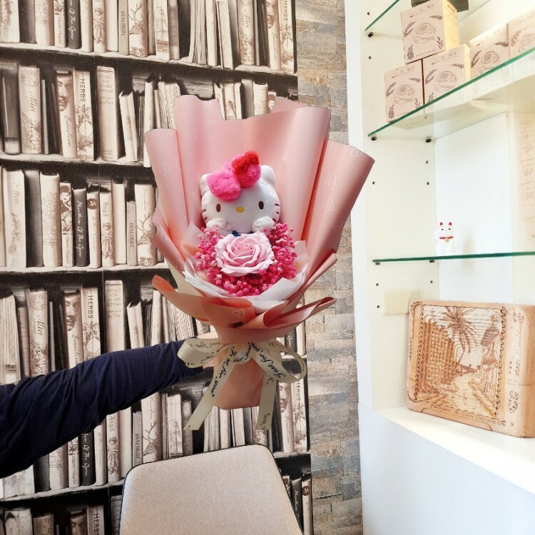 Hello Kitty香皂花滿天星花束,KT貓香皂花滿天星花束,Hello Kitty Bouquet