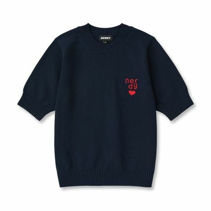 [K] NERDY W'S HEART LOGO S/S SWEATER NAVY, PNES25NT0216 (KN112)