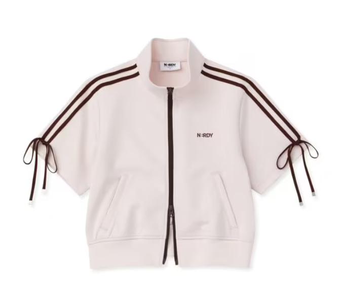 [K] NERDY W'S RIBBON SEMI-CROPPED S/S TRACK TOP 25SS BABY PINK, PNES25TR1015 (KN114)
