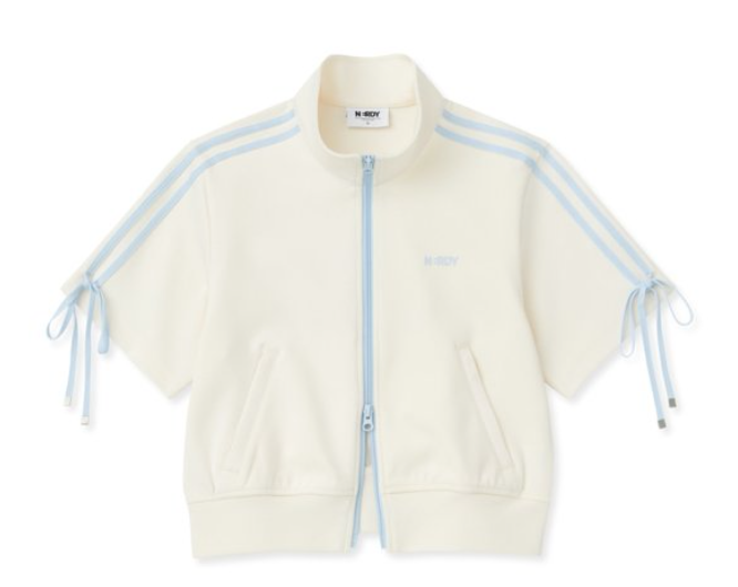 [K] NERDY W'S RIBBON SEMI-CROPPED S/S TRACK TOP 25SS CREAM, PNES25TR1002 (KN115)