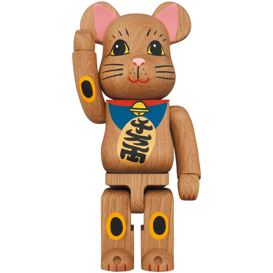カリモク 木 招き猫 招財貓 壱 青 400％ BE@RBRICK