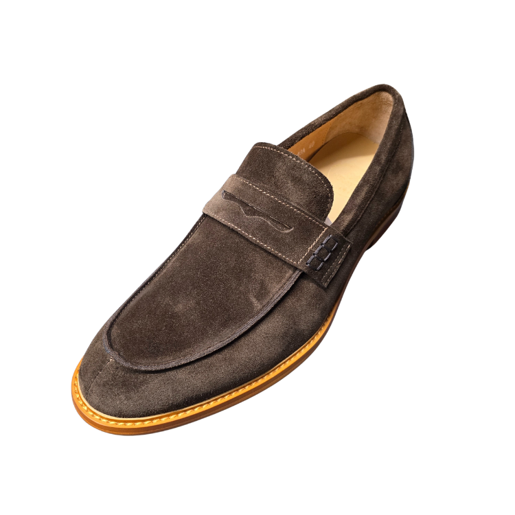 Revic 男裝休閒皮鞋 | OF-43A｜咖啡色絨面樂福皮鞋