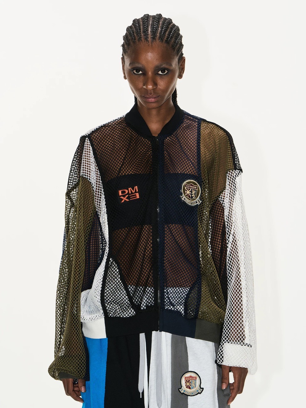 BLINDNOPLAN  拼接網狀 刺繡罩衫 外套