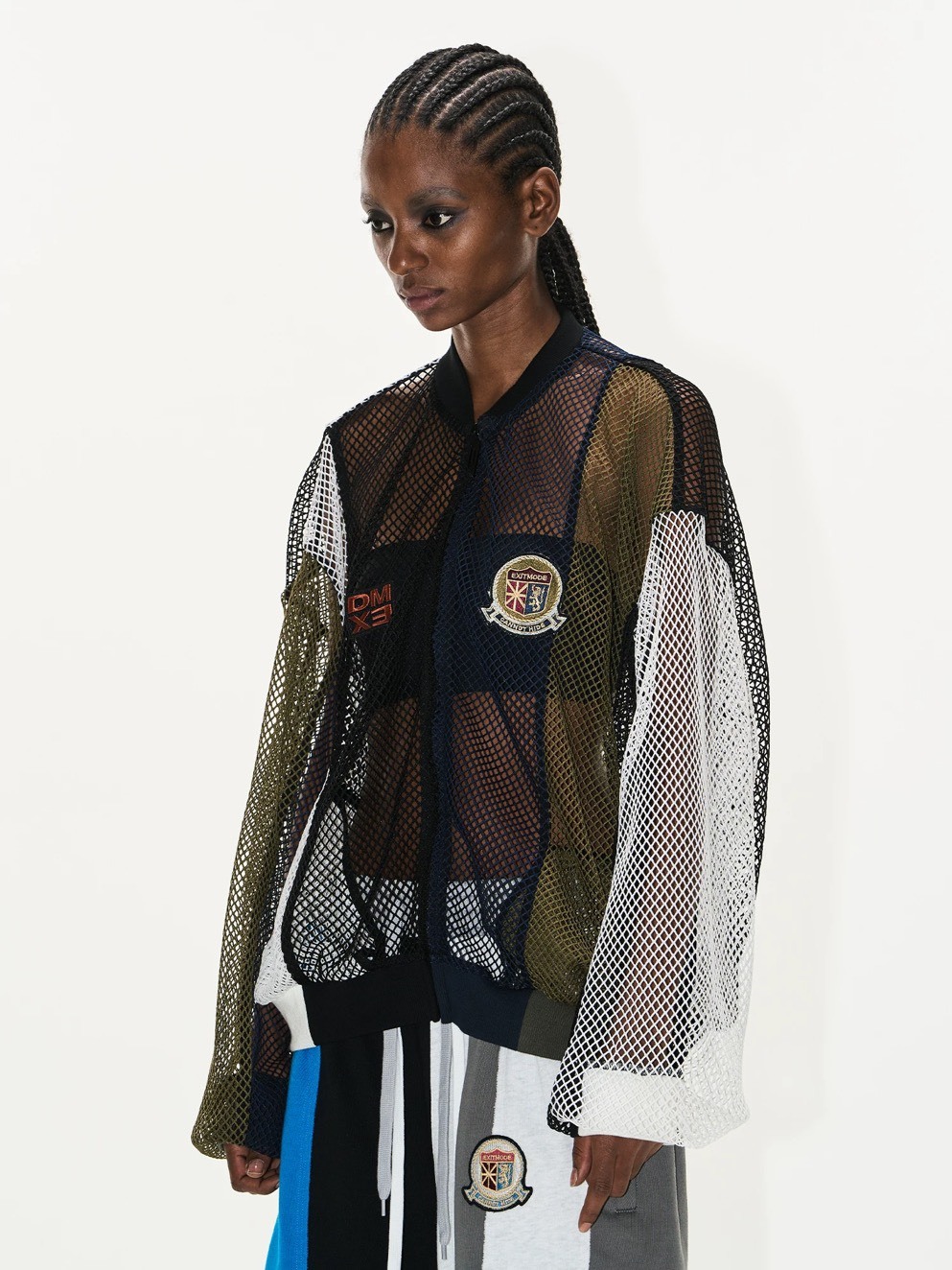 BLINDNOPLAN  拼接網狀 刺繡罩衫 外套