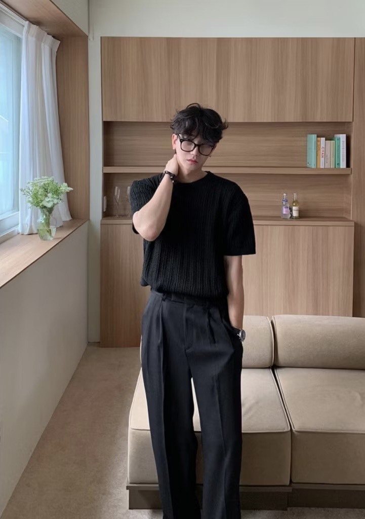 洞洞針織簍空短袖