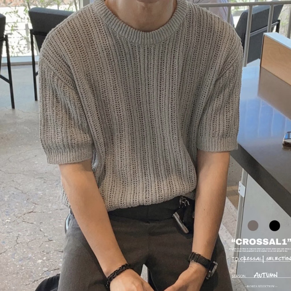 洞洞針織簍空短袖