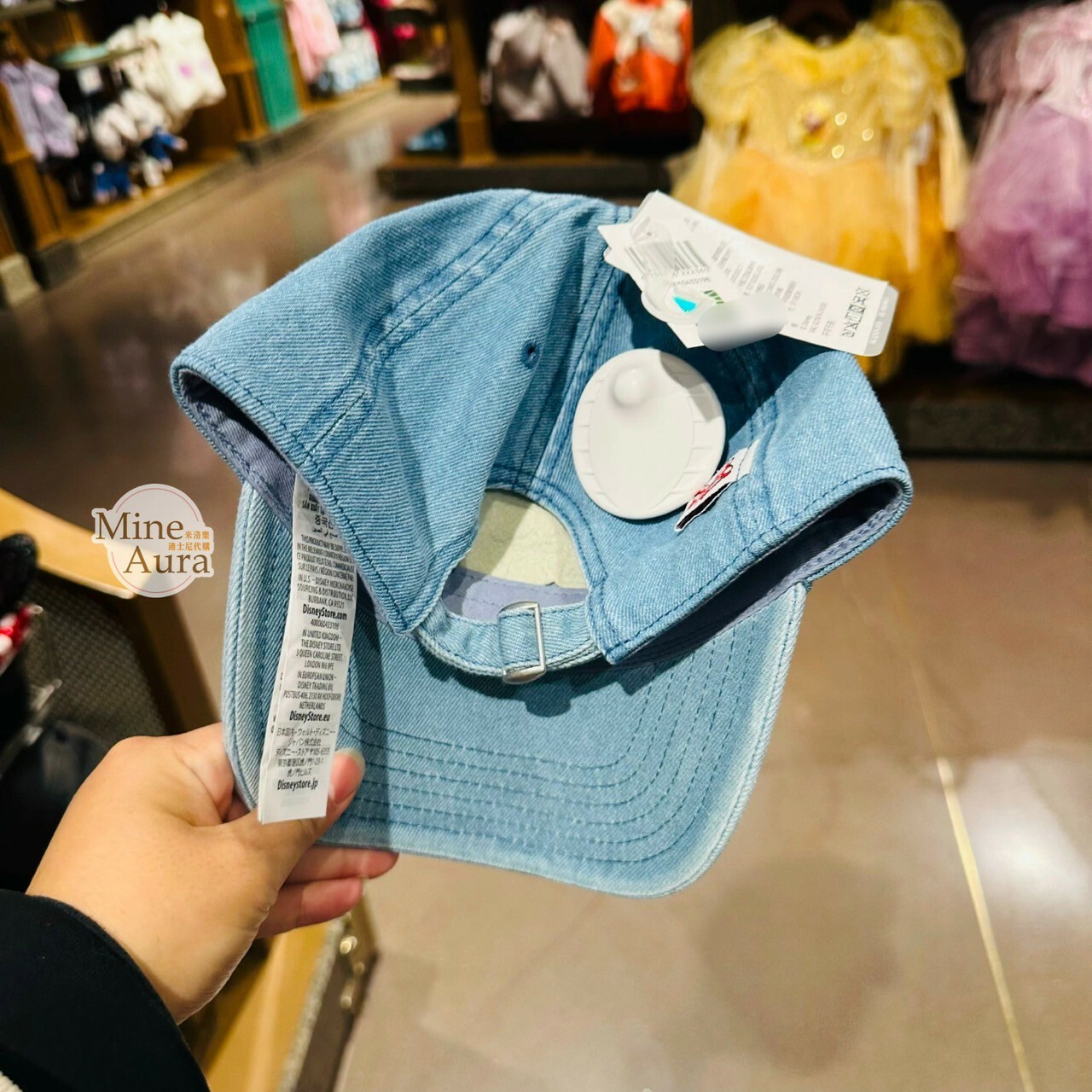 米妮 Minnie 蝴蝶結 刺繡圖案 牛仔色 棒球帽 帽子 -上海迪士尼樂園