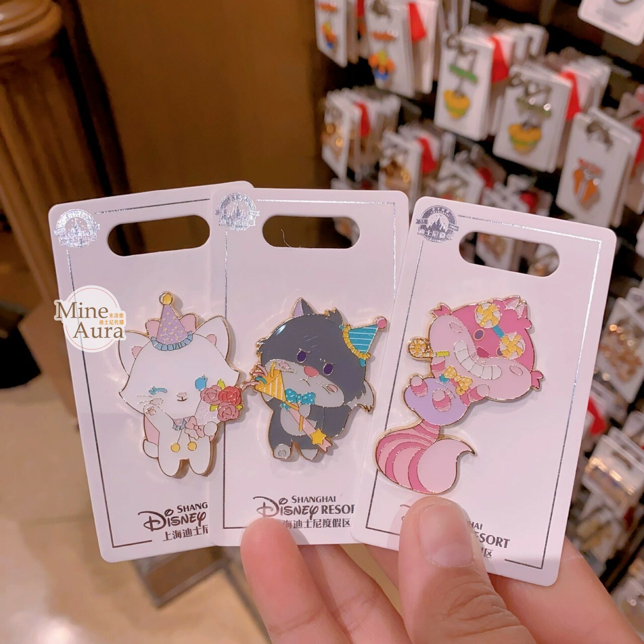 爪爪派對系列 Q版 瑪莉貓 Marie 柴郡貓 The Cheshire Cat 妙妙貓 路西法 魯斯佛 Lucife 壞貓咪 徽章 PIN -上海迪士尼樂園