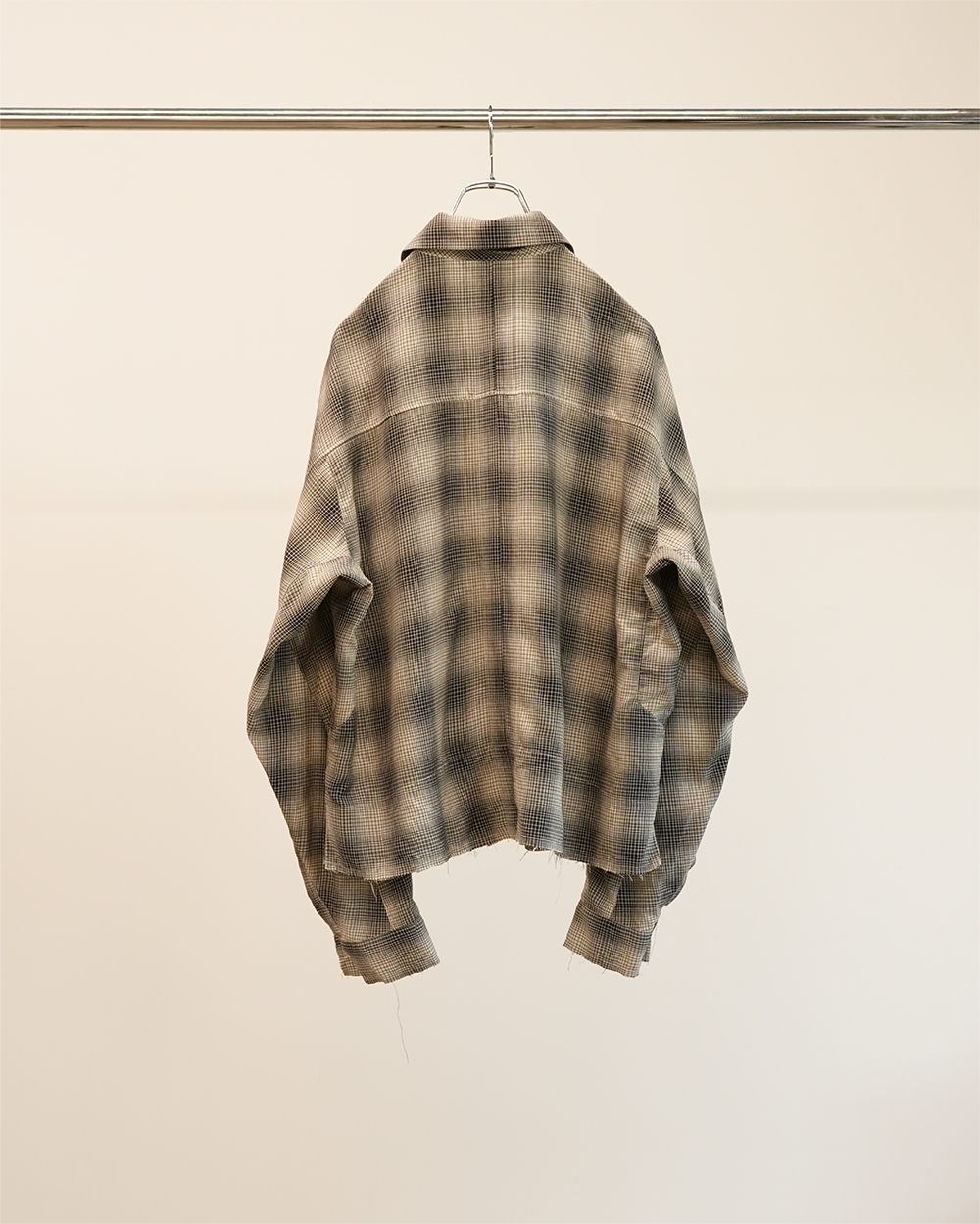 ANCELLM / C/R CHECK SHORT ZIPUP SHIRT -BLACK – and father