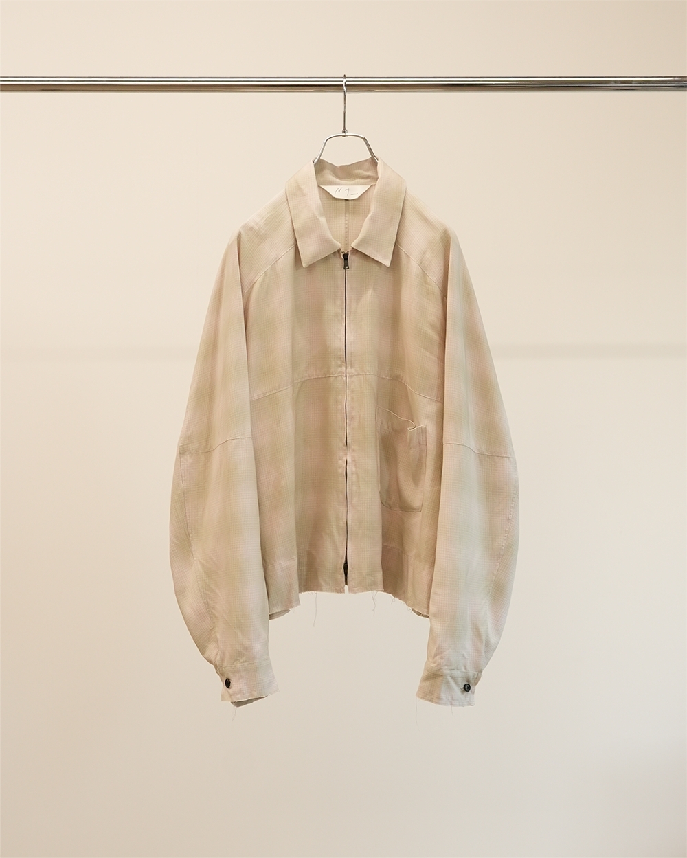 ANCELLM - OMBRECHECK SHORT ZIPUP SHIRT / 2COLORS