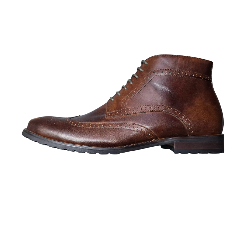 Revic 男裝皮鞋 | TCF-B48-3T  | 棕色雕花拉鍊靴
