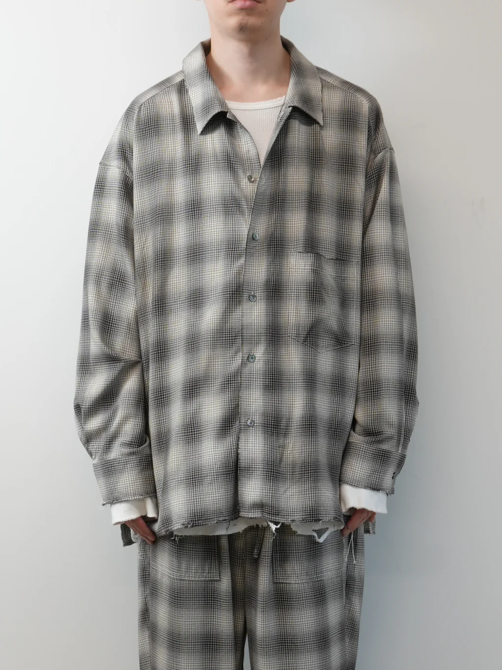 ANCELLM - OMBRECHECK SHIRT / 2COLORS