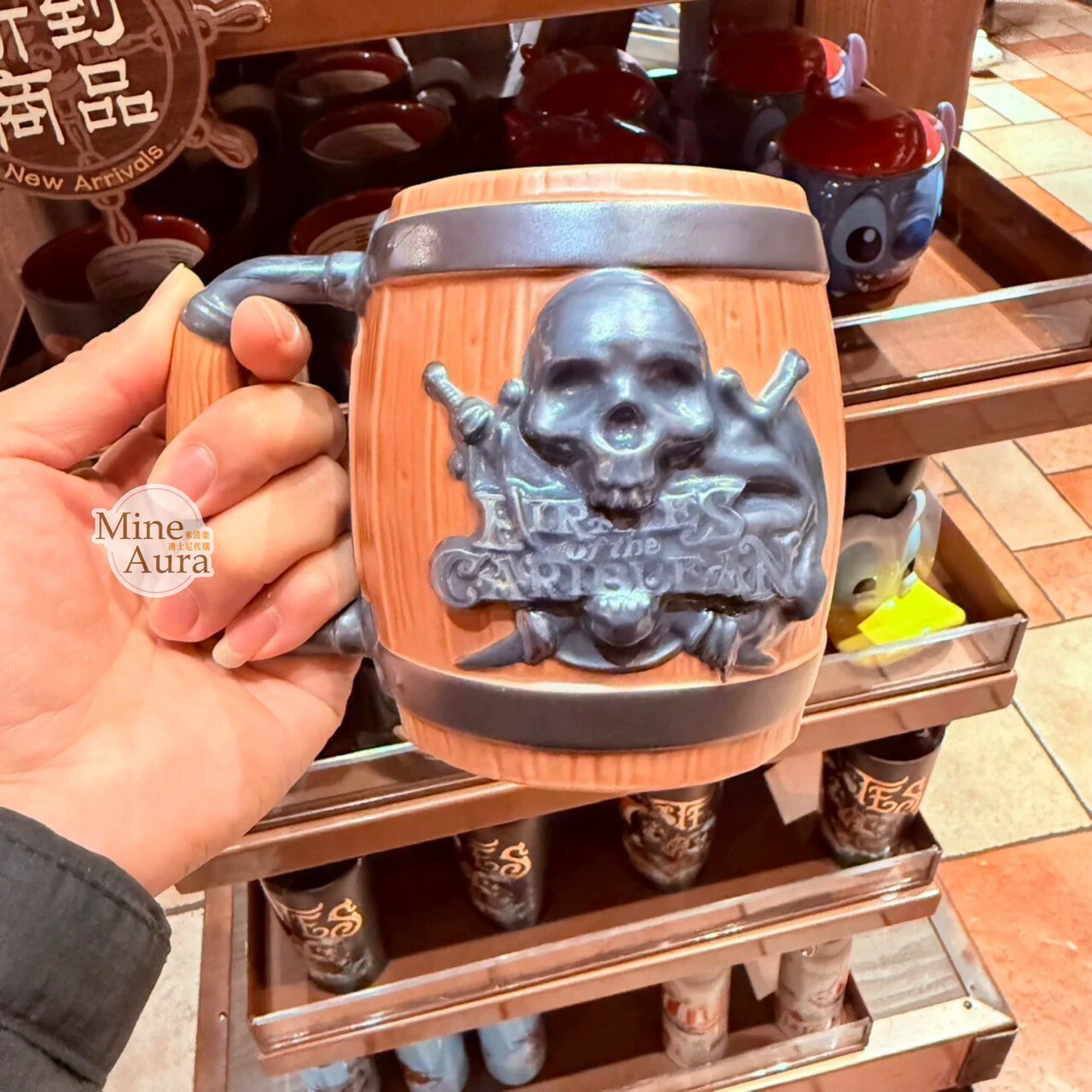海盜系列 骷顱頭圖案 酒桶造型 陶瓷馬克杯 水杯 -上海迪士尼樂園