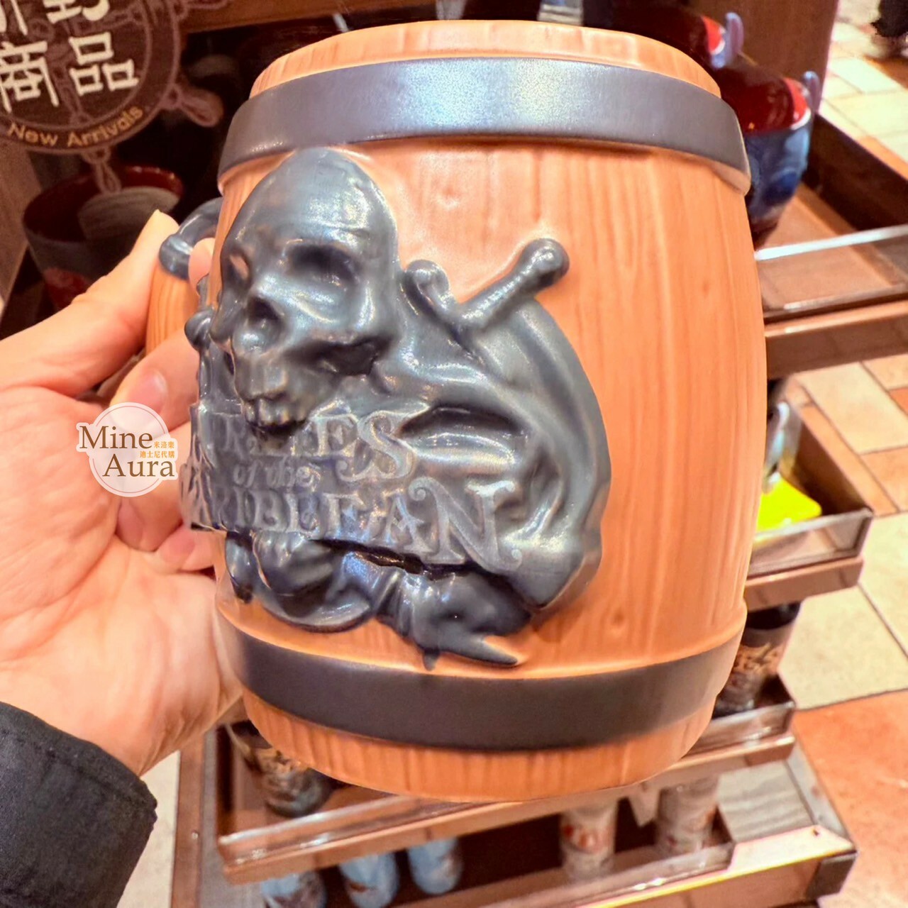 海盜系列 骷顱頭圖案 酒桶造型 陶瓷馬克杯 水杯 -上海迪士尼樂園