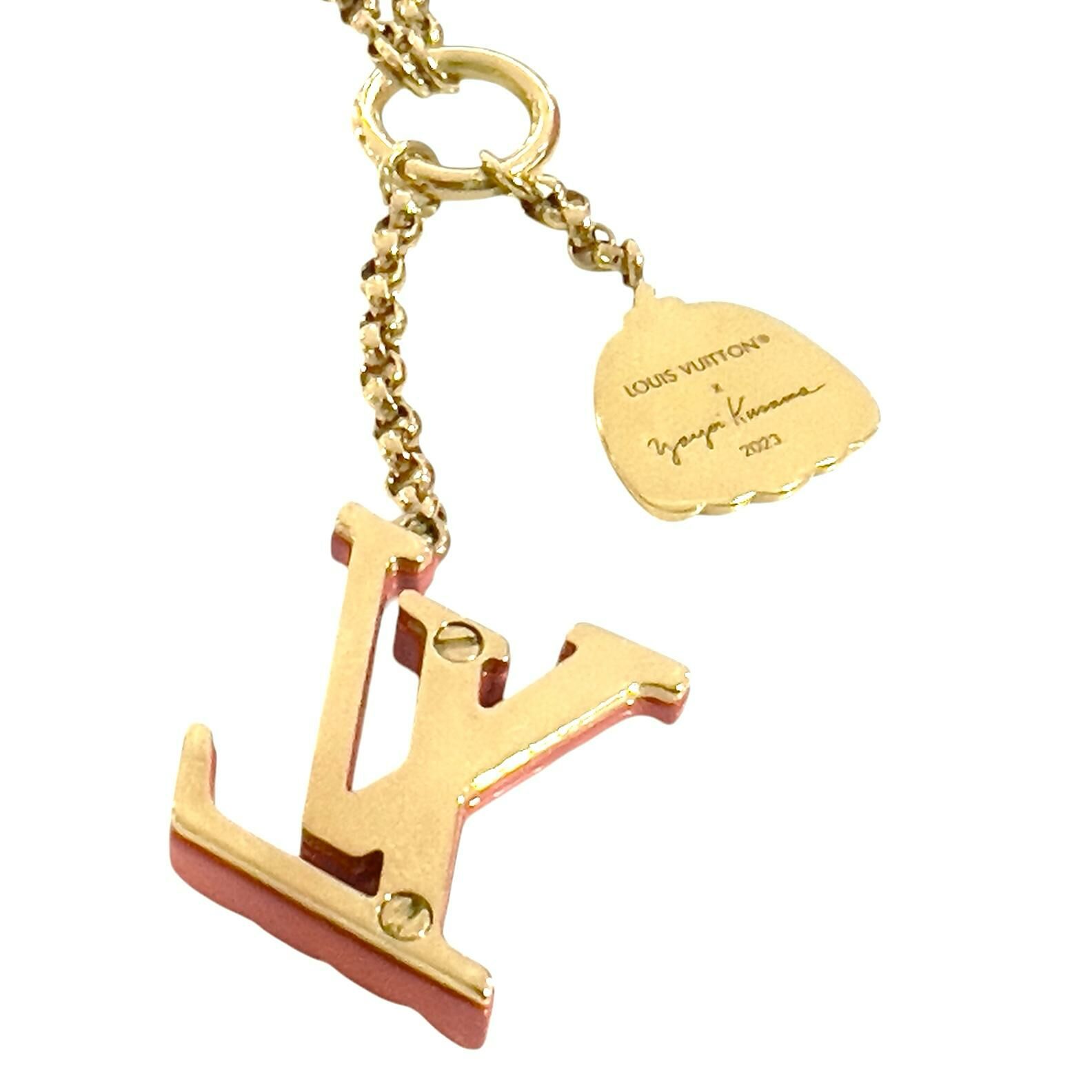 99%NEW二手LV x YK項鏈 M01081  草間彌生2023聯名款紅色波點LOGO金鍊 南瓜圖案吊飾 LVICONIC INFINITY DOTS #香榭站正品