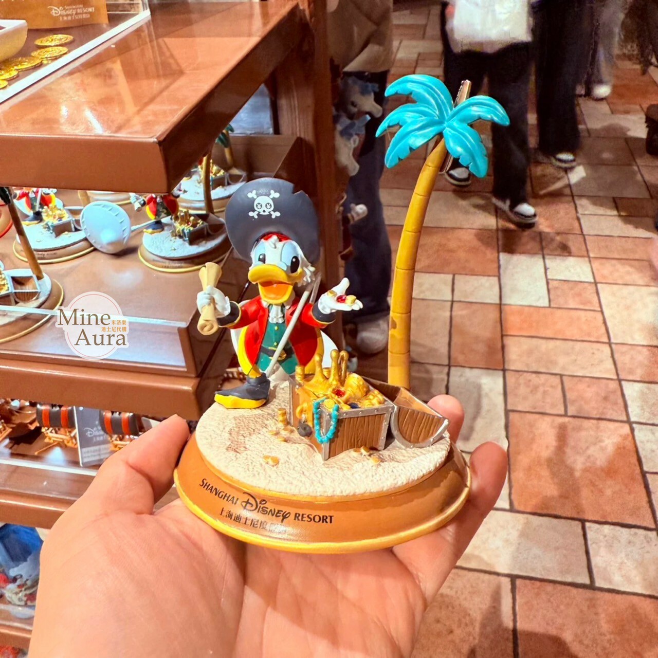 海怪系列 唐老鴨 Donald 椰樹 寶藏箱 場景 造型 相片夾 擺飾品 -上海迪士尼樂園