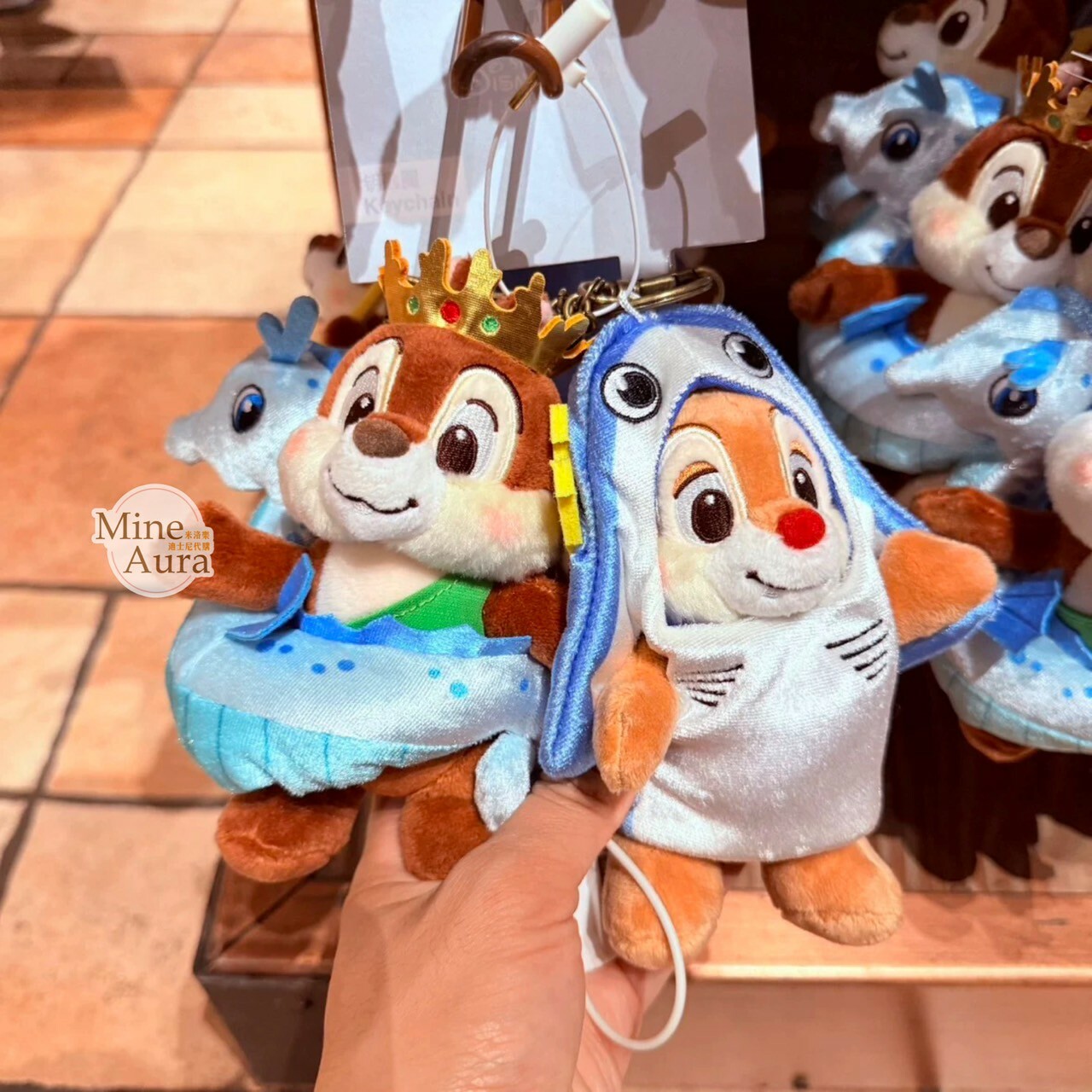 海怪系列 奇奇蒂蒂 Chip 'n Dale 變裝 造型 絨毛 鑰匙圈 吊飾 -上海迪士尼樂園