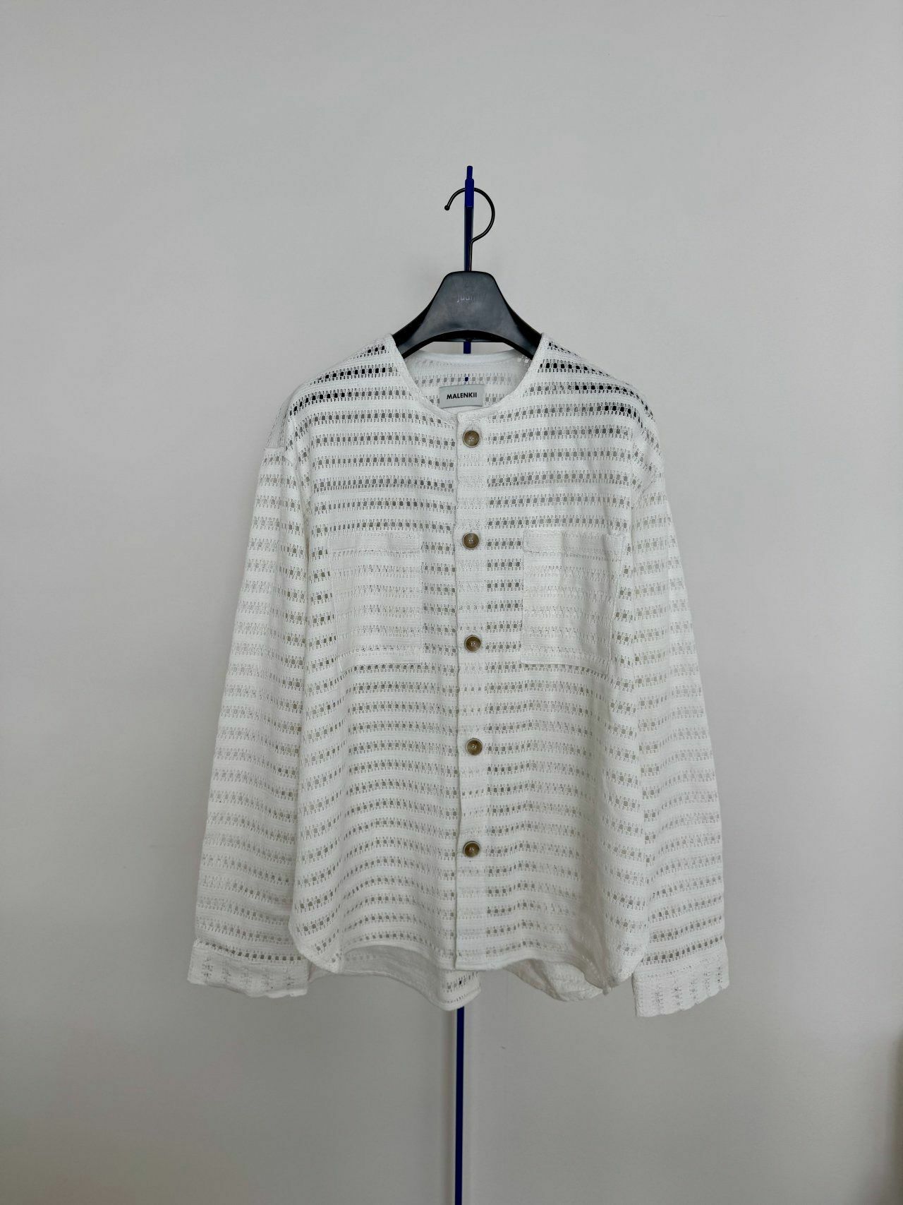 淨色圓領通花長袖恤衫 MALENKII-142S