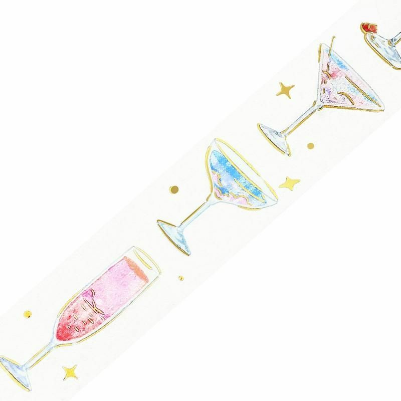 雞尾酒 箔押 PET透明膠帶｜日本BGM