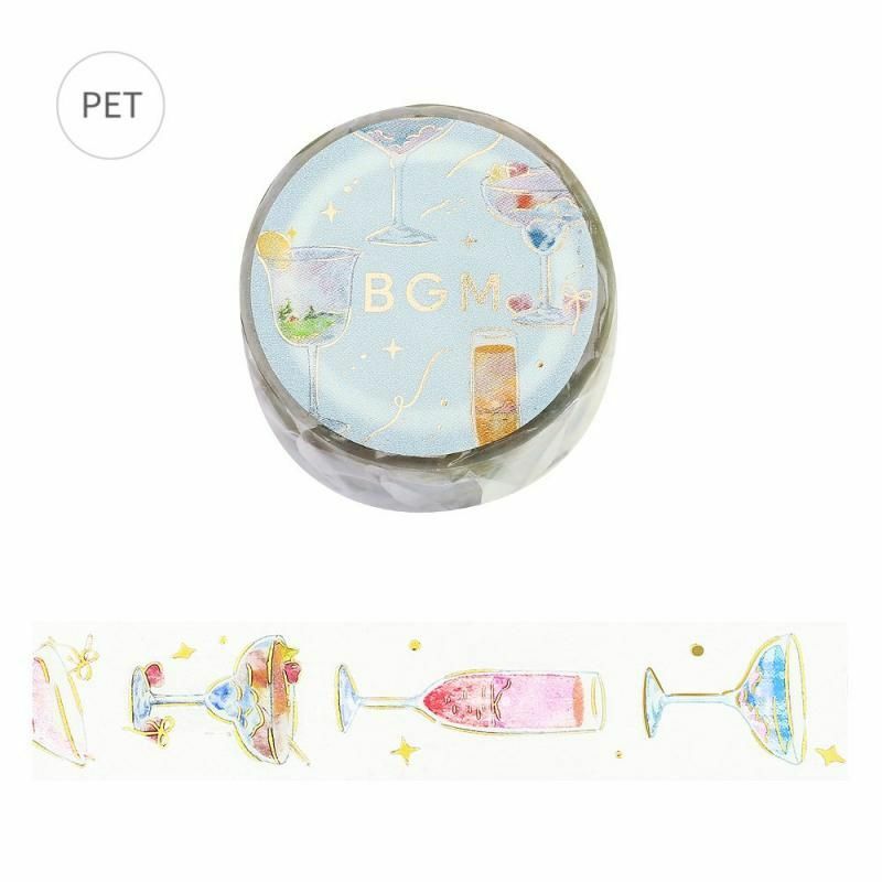 雞尾酒 箔押 PET透明膠帶｜日本BGM