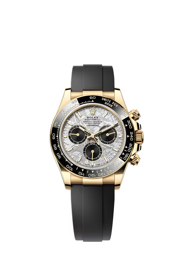BRAND NEW ROLEX 126518ln 126518 OYSTER PERPETUAL COSMOGRAPH DAYTONA YELLOW GOLD METEORITE DIAL RUBBER STRAP 40MM