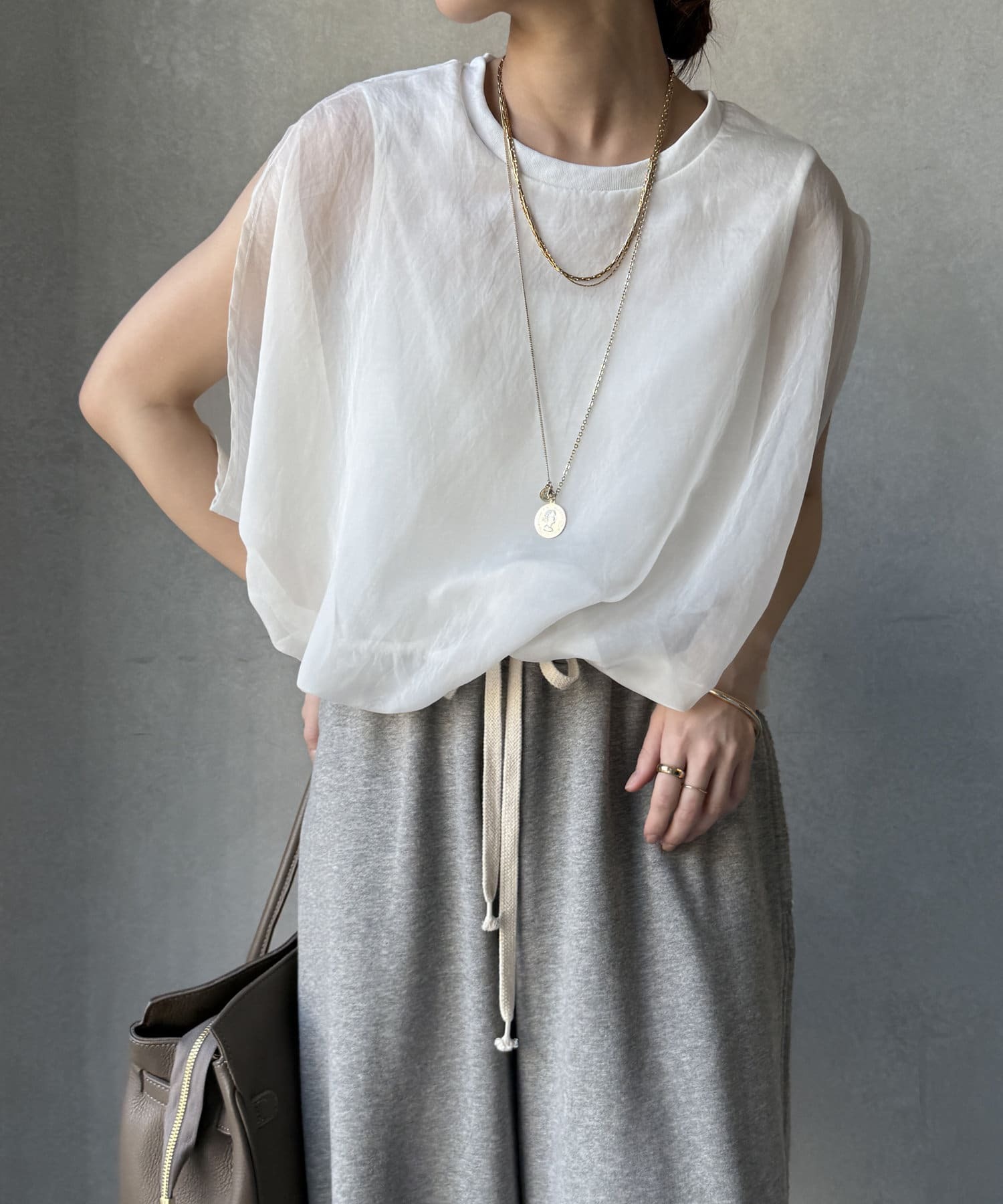 DOUDOU(ドゥドゥ)  【WEB限定】オーガンジーレイヤードバルーントップス米（DDZ1051204A0004）