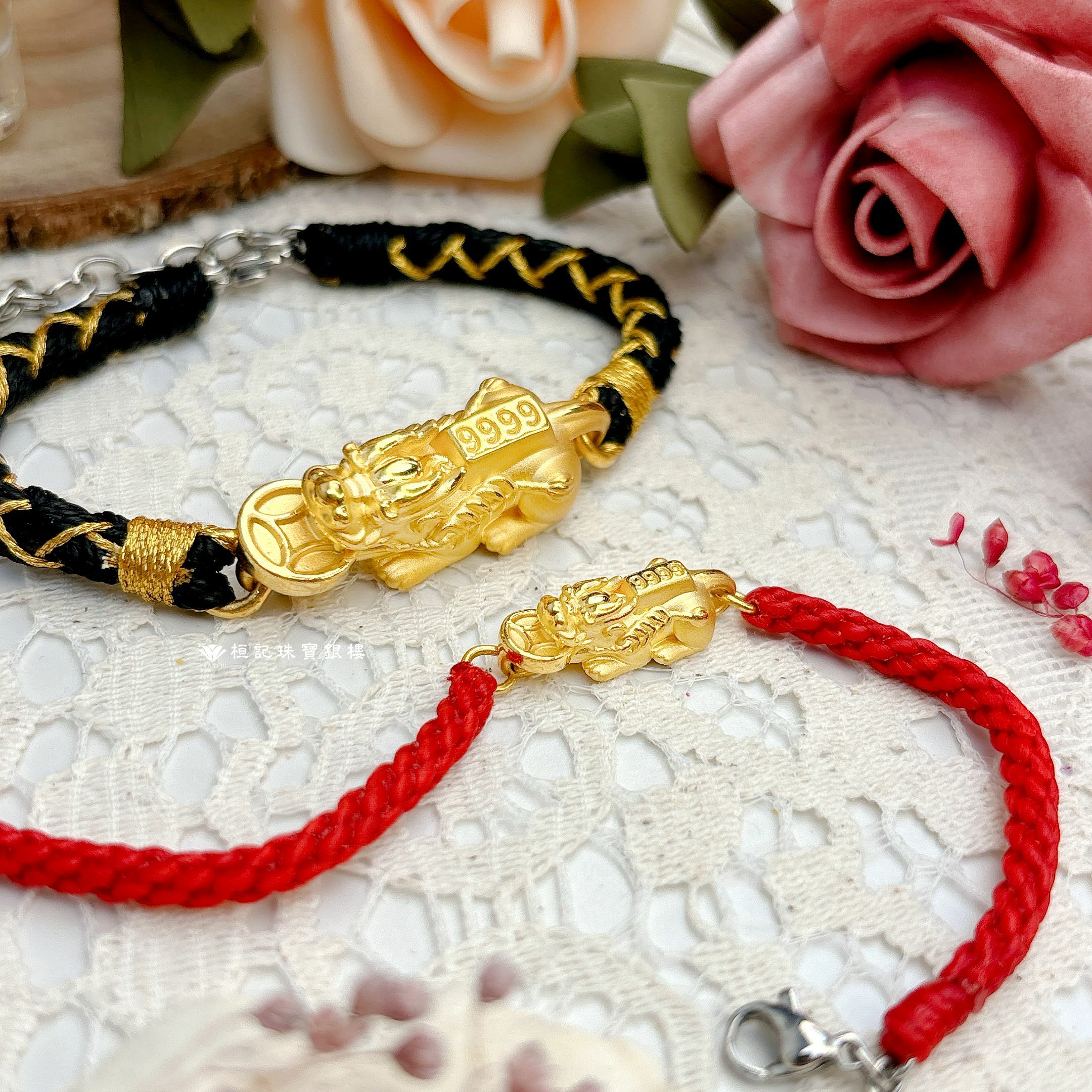 塊快發財貔貅 情侶編織金手鍊