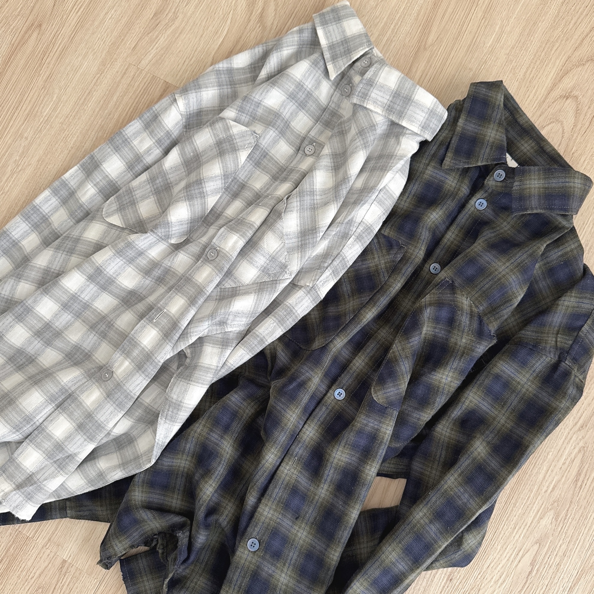 （現貨）售完不補 LT003 復古 寬鬆 格紋 雙口袋 長袖襯衫