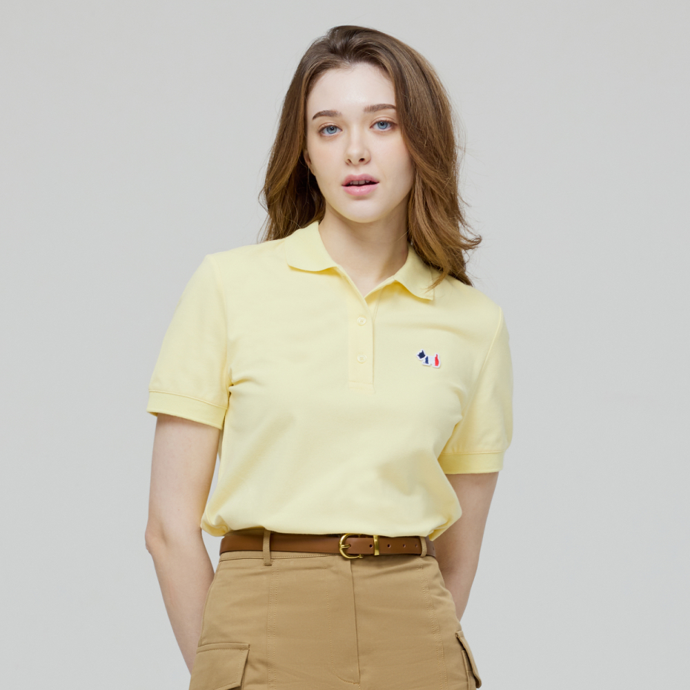 [K] AGATHA Women's Signature Scotty Pique Shirt, Yellow, AGT145-103-Yellow (KAG45)