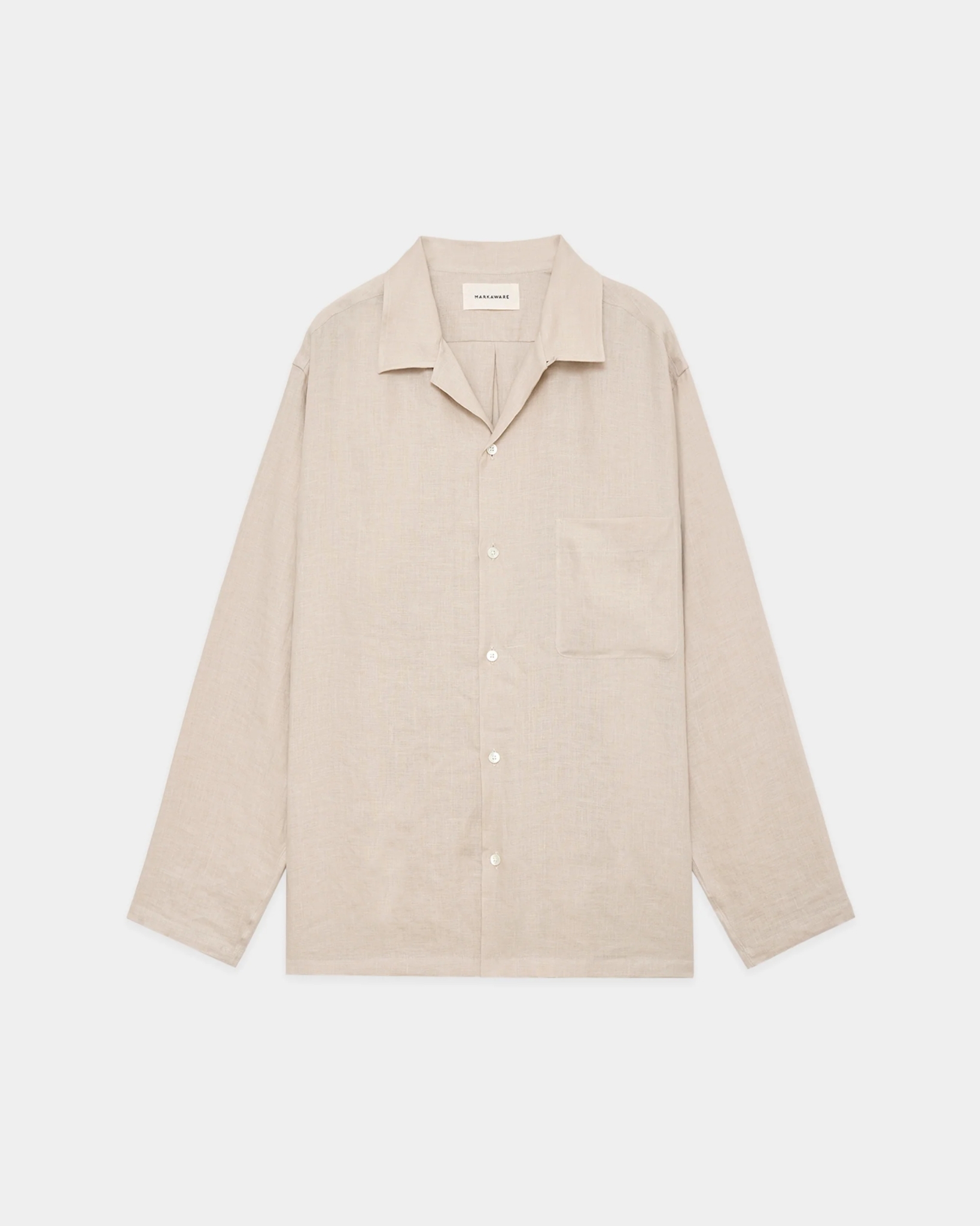 MARKAWARE - HEMP SHIRTING COMFORT FIT OPEN COLLAR SHIRT