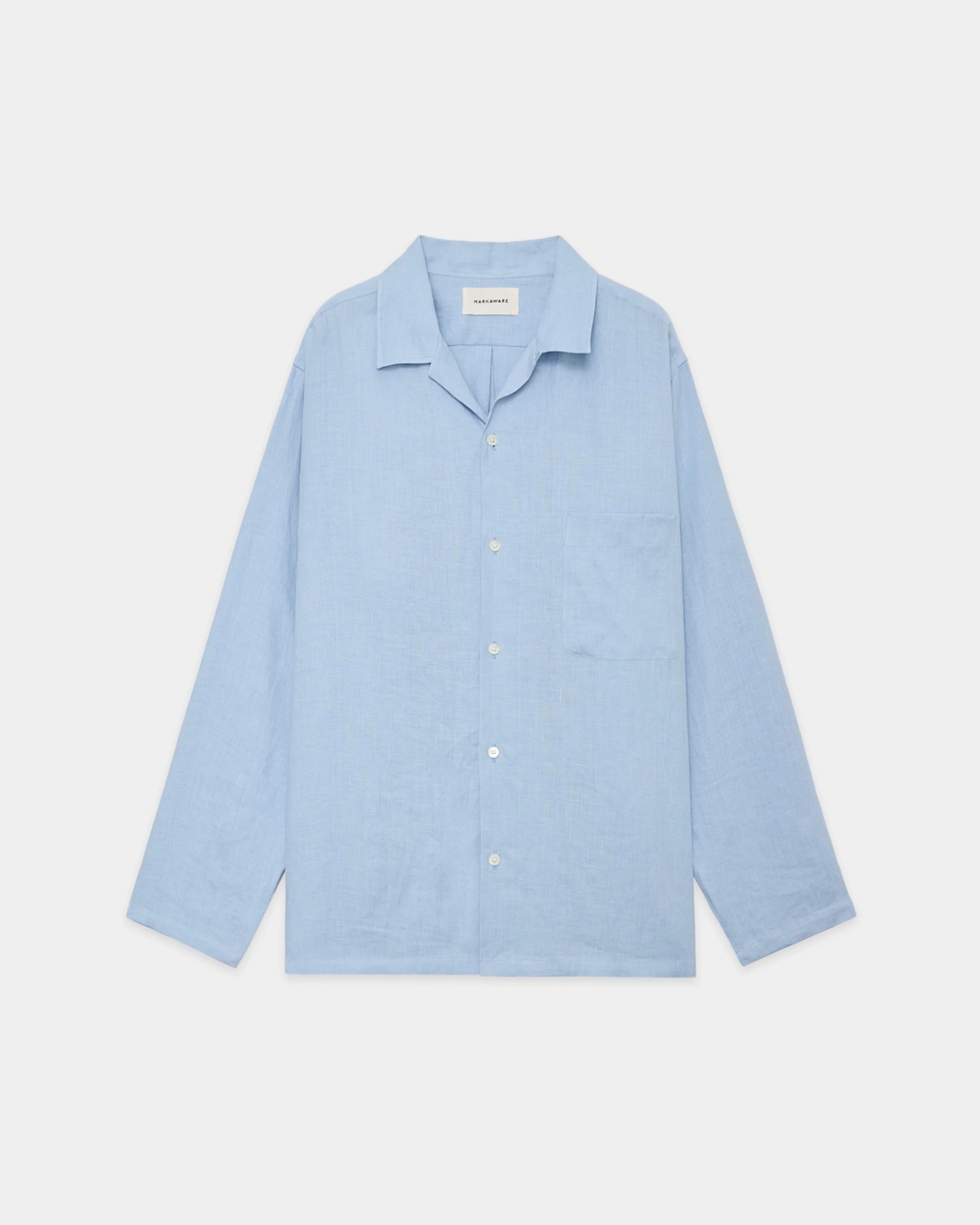 MARKAWARE - HEMP SHIRTING COMFORT FIT OPEN COLLAR SHIRT