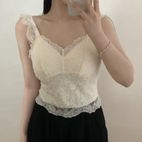 蕾絲美肩襯墊背心