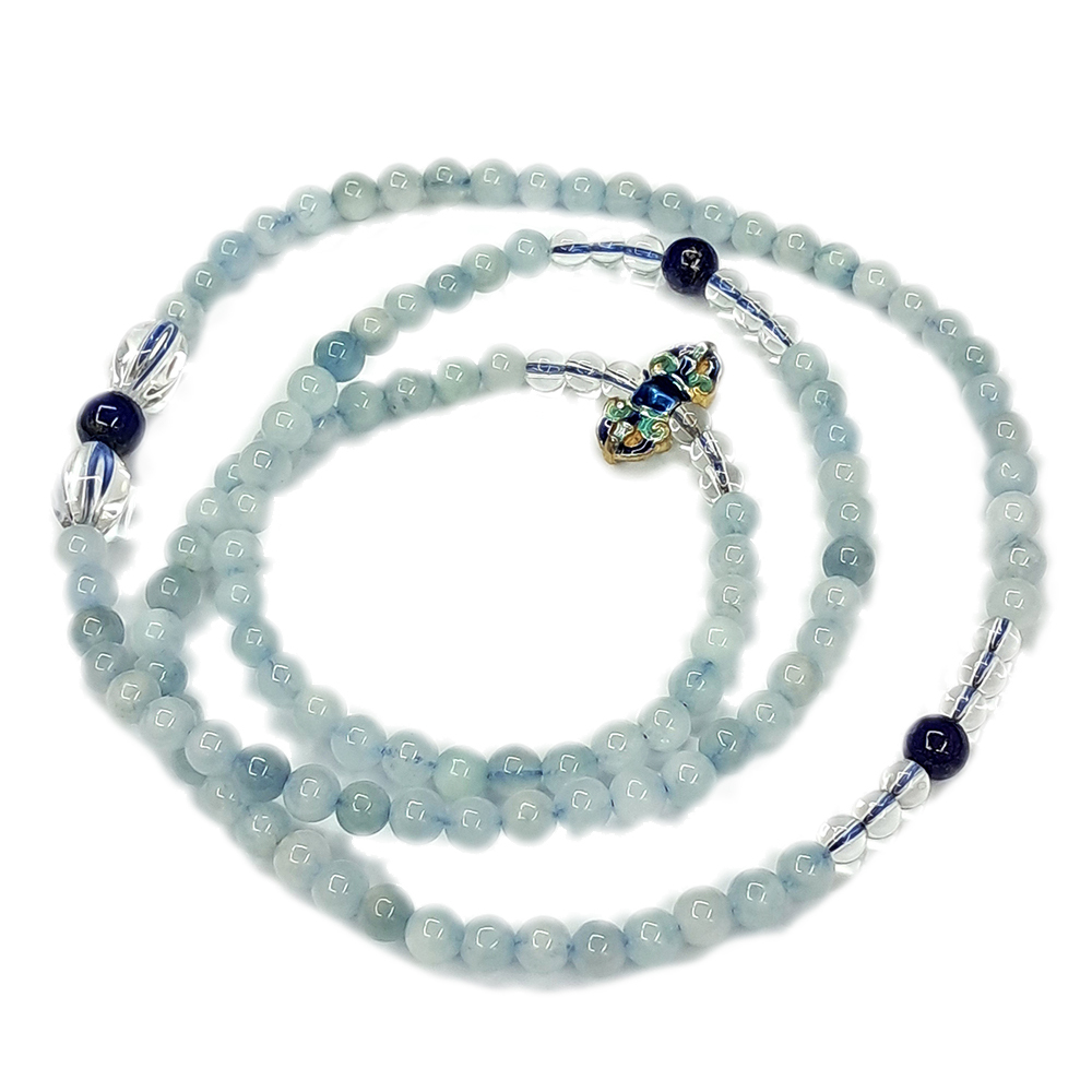 金剛杵925銀+海藍寶108念珠5mm【十方】142799