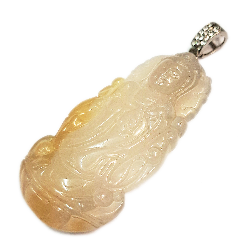 白衣觀音冰清白玉髓墜【十方】143164