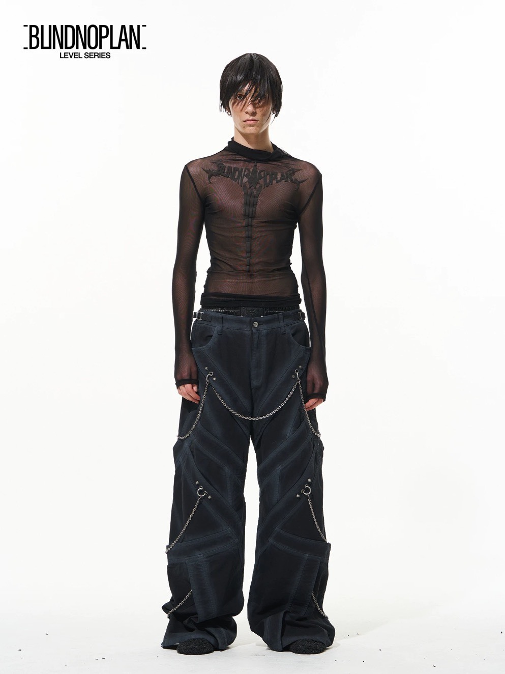 BLINDNOPLAN 交錯鎖鏈  水洗工裝長褲