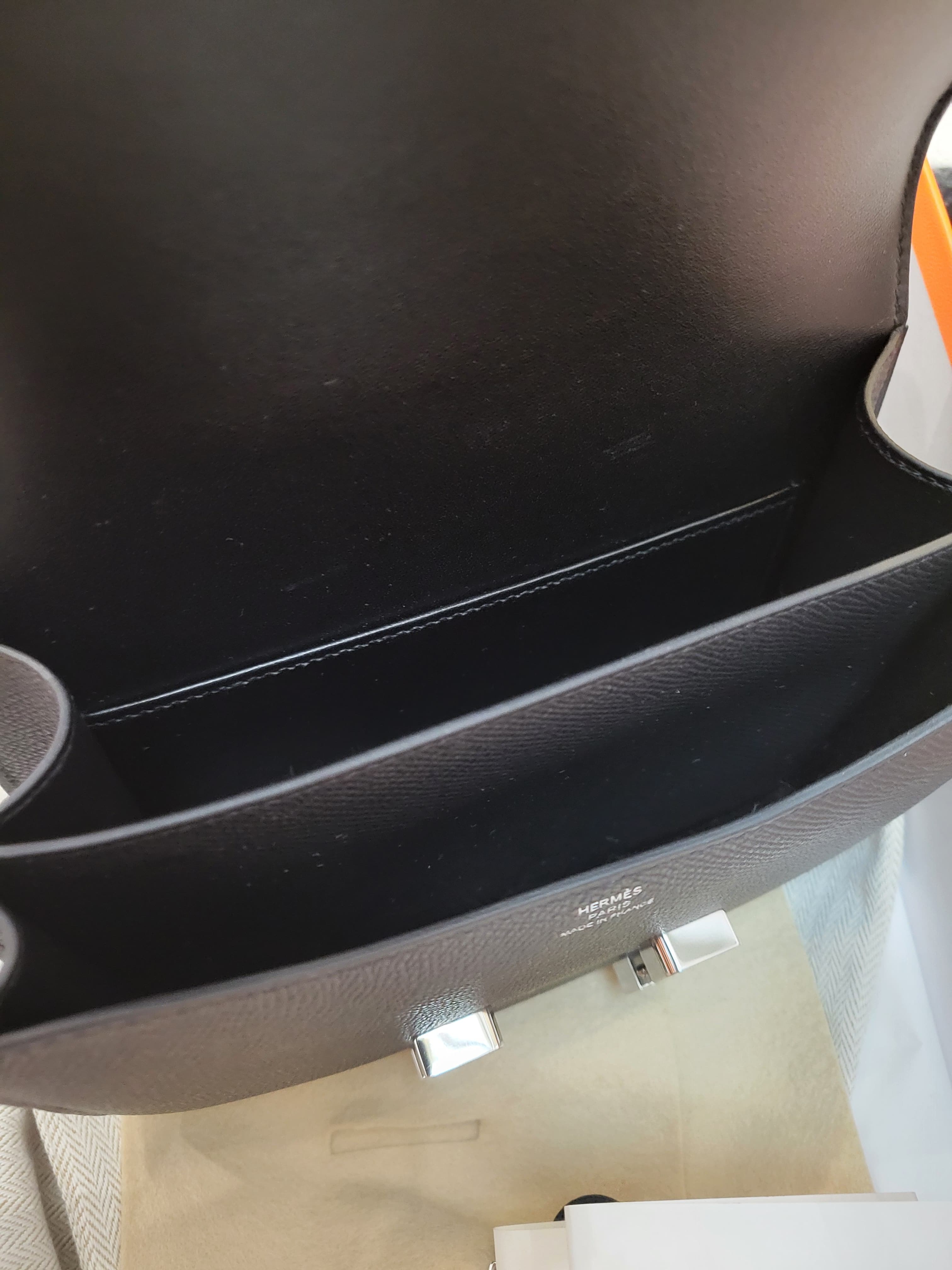 HERMES MINI CONSTANCE NOIR CK EPSOM 黑銀